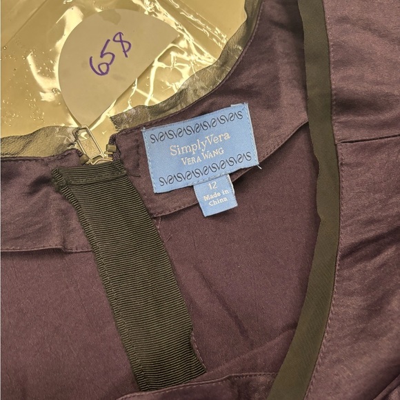 Simply Vera Wang Sleeveless Dark Purple Knee Length Sheath Shift Dress Size 12 - Picture 6 of 7